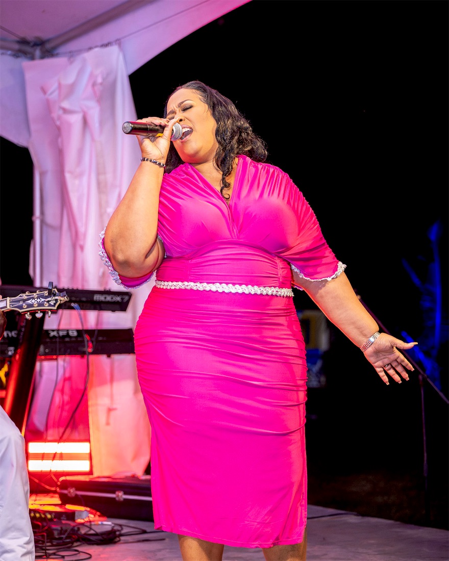 Queen B performing in pink